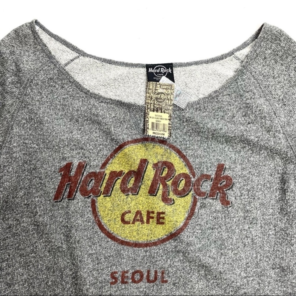HARD Rock Cafe Seoul Classic French Terry Logo Pullover Sweatshirt in Gray New - Picture 3 of 7